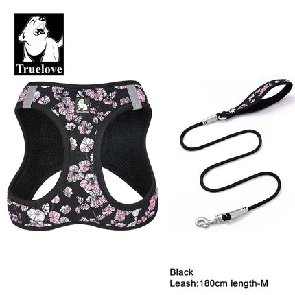 Truelove Reflective Dog Harness and Leash Set for Small Medium Dogs Soft Breathable No Pull Pet Vest Outdoor TLH3016+TLL25761