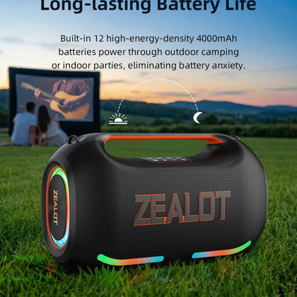 ZEALOT ZE41 250W Bluetooth Subwoofer | 48000mAh Long-Lasting Battery, RGB Lights, OTG Recording, Smart APP Control