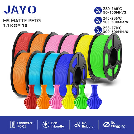 JAYO petg/PLA PLUS/High speed matte PETG /PLA filament 175mm no bubbles smooth multiple colors optional for 3D printing 10Rolls