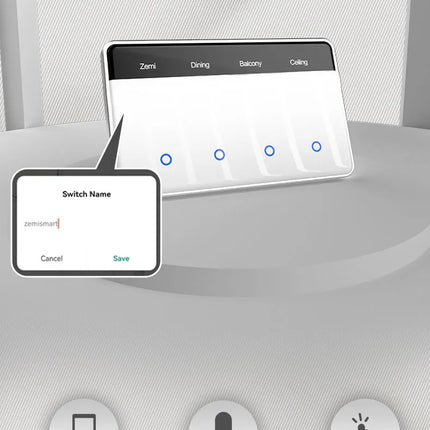 Zemismart Zigbee DIY Name Switch Smart US Touch Light Switch with Horizontal Display Screen Work with Tuya App Alexa Google Home