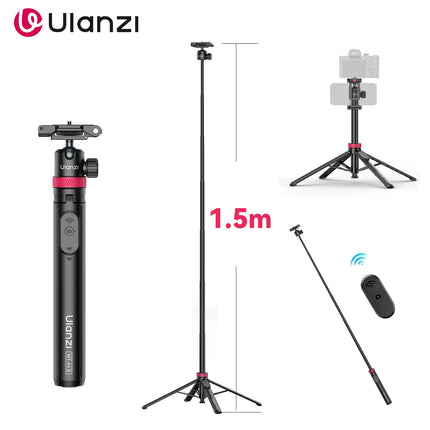 Ulanzi MT-44 B Universal Phone Tripod 1.5M Dual-Camera Setup Selfie Stick With Wireless Bluetooth for Sony Canon iPhone Xiaomi