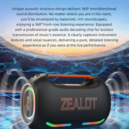 ZEALOT ZE41 250W Bluetooth Subwoofer | 48000mAh Long-Lasting Battery, RGB Lights, OTG Recording, Smart APP Control