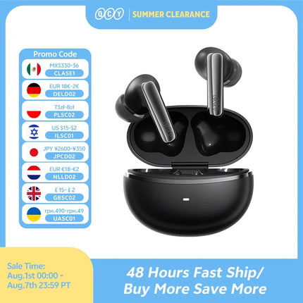 QCY MeloBuds N70 Adaptive ANC Wireless Earbuds Bluetooth 6.0 LDAC Hi-Res Audio 6 Mics Wireless Charging Earphones 50Hrs IPX5