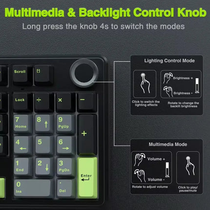 AULA F99 PRO Wireless Gaming Mechanical Keyboard Tri Mode Hot Swappable 99 Keys Gasket Structure Custom Keyboard with Media Knob