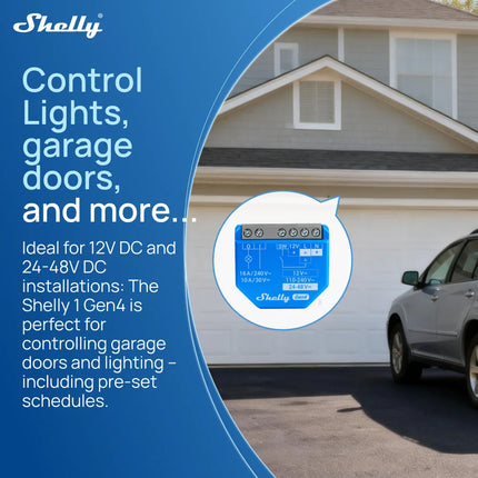 Shelly 1 Gen4 Zigbee Dry Contact Wifi Smart Switch Matter For Controlling Lights Apps Garage Doors Works with Apple Homekit