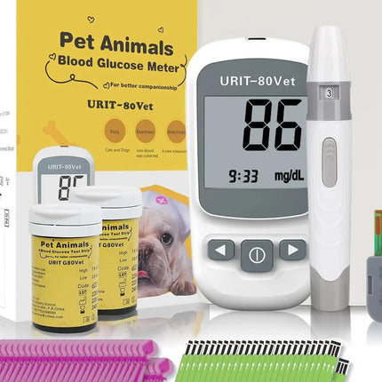 Glucose Monitoring Kit for Dogs & Cats, Pet Blood Sugar Monitor with Pain-Free & Easy Shuttle, No-Coding Kits