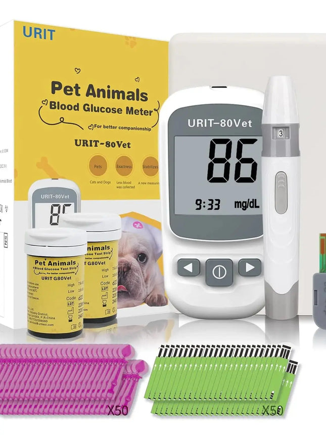 Glucose Monitoring Kit for Dogs & Cats, Pet Blood Sugar Monitor with Pain-Free & Easy Shuttle, No-Coding Kits