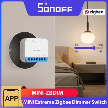 SONOFF MINI-ZBDIM Extreme Zigbee Smart Dimmer Switch Wide Lighting Compatibility Real-Time Power Monitoring Overheat Protection