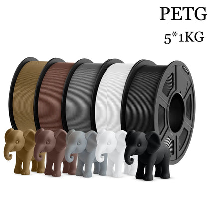 JAYO 3D Printer Filament  PETG PLA HSMPETG PLA PLUS 1.75mm 5Rolls 3D Printing Materials for 100% No Bubble &FDM 3D Pen DIY Gift