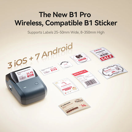 NIIMBOT B1 Portable Thermal Printer With Tapes 2 Inch Adhesive Label Printer Mini Bluetooth Sticker Maker Support Smartphones PC