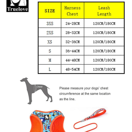 Truelove Reflective Dog Harness and Leash Set for Small Medium Dogs Soft Breathable No Pull Pet Vest Outdoor TLH3016+TLL25761