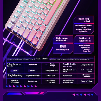 AULA S75 Pro Gaming Mechanical Keyboard 75% Hot Swappable RGB Backlit 4000mAh PBT Keycaps Wireless Keyboard with LED Screen Knob