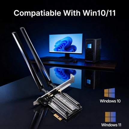 FENVI WiFi6E MT7922 AX5400 PCIE Adapter BT 5.3 Tri Band 2.4G/5Ghz/6Ghz 802.11AX Network Card Wireless Receiver For PC Win 10/11