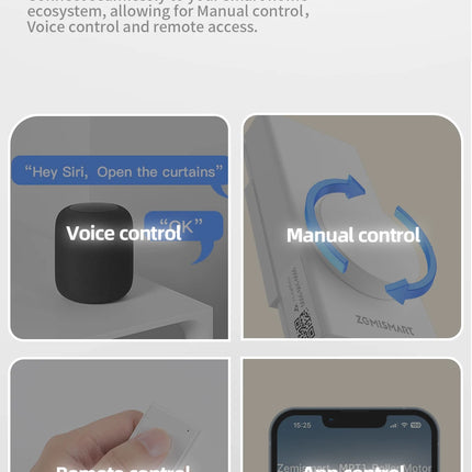 ZemiSmart Matter Thread Roller Shade Driver Rechargeable Motor Works with Homey HomeKit Google Home Assistant SmartThings MTP1