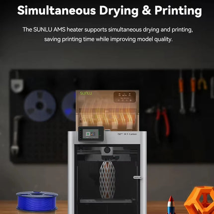 SUNLU AMS Heater,20min to 70°C,Dry&Print Simultaneously.Dual-Duct, Uniform Heat. Full AMS Compatibility,Smart Humidity,Fast Ship