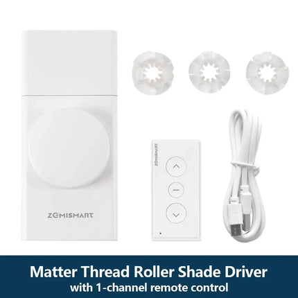 ZemiSmart Matter Thread Roller Shade Driver Rechargeable Motor Works with Homey HomeKit Google Home Assistant SmartThings MTP1
