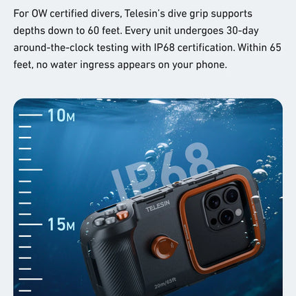 TELESIN Diving Waterproof Phone Case Universal Phone Camera Shoot Hand Grip Holder Shooting Aid Remote Control Handle