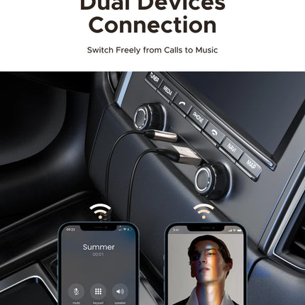 UGREEN Bluetooth 6.0 5.4  Aux Wireless Car Bluetooth USB to 3.5mm Jack Audio Mic Handsfree Adapter for Car Speaker