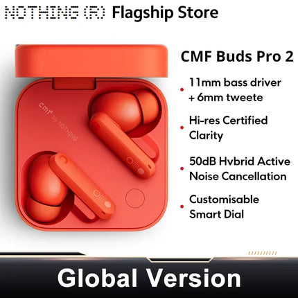 Global Version Nothing CMF Buds Pro 2 By Earphone Bluetooth 5.3 with 50 dB Hybrid Active Noise Cancellation 6 HD MICS IP55