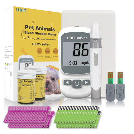 Glucose Monitoring Kit for Dogs & Cats, Pet Blood Sugar Monitor with Pain-Free & Easy Shuttle, No-Coding Kits