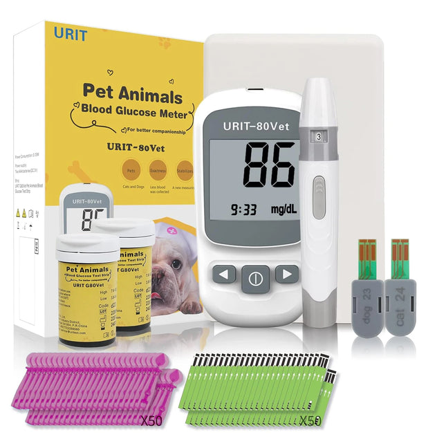 Glucose Monitoring Kit for Dogs & Cats, Pet Blood Sugar Monitor with Pain-Free & Easy Shuttle, No-Coding Kits