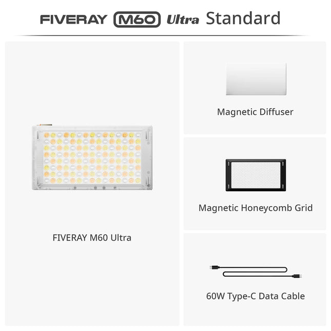 ZHIYUN Official FIVERAY M60 Ultra RGB Fill Light 60W Pocket Video Light 2500K~10000K APP Control For Vlog YouTube Live Streaming