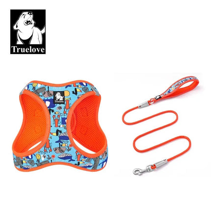 Truelove Reflective Dog Harness and Leash Set for Small Medium Dogs Soft Breathable No Pull Pet Vest Outdoor TLH3016+TLL25761