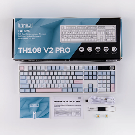 EPOMAKER TH108 V2 PRO 100% ANSI US Layout Wired/Bluetooth/2.4Ghz Wireless Mac Modifier Mechanical Keyboard with Screen & Knob