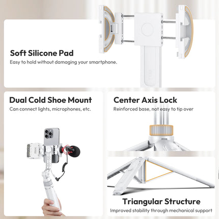 Ulanzi TT88 Overhead Tripod for Phone With Magnetic Clamp Double Cold Shoe Remote Controller Light Desktop Shoot Mantis Bracket