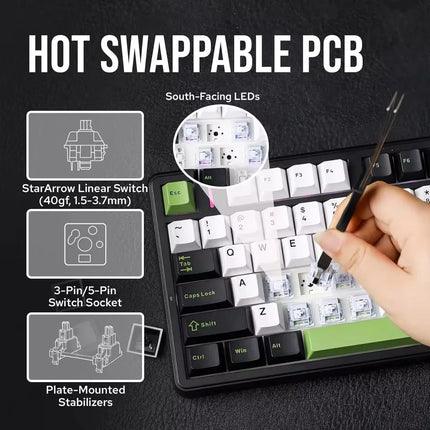 AULA F99 PRO Wireless Gaming Mechanical Keyboard Tri Mode Hot Swappable 99 Keys Gasket Structure Custom Keyboard with Media Knob