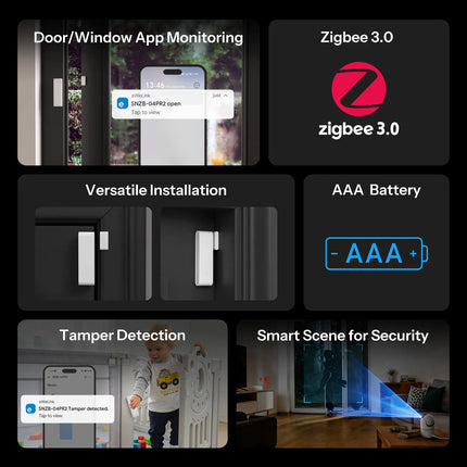 SONOFF SNZB-04PR2 SenseGuard DW Gen2 Zigbee Door/Window Sensor Active Security with Tamper Alerts App Monitoring via ZBBridge-P