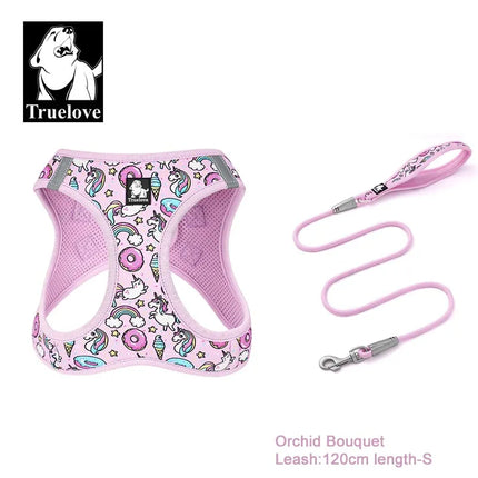 Truelove Reflective Dog Harness and Leash Set for Small Medium Dogs Soft Breathable No Pull Pet Vest Outdoor TLH3016+TLL25761