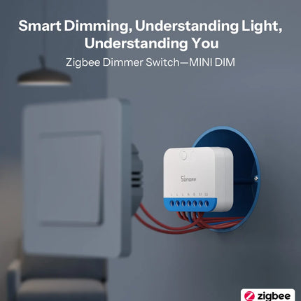 SONOFF MINI-ZBDIM Extreme Zigbee Smart Dimmer Switch Wide Lighting Compatibility Real-Time Power Monitoring Overheat Protection