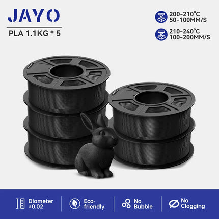JAYO 3D Printer Filament  PETG PLA HSMPETG PLA PLUS 1.75mm 5Rolls 3D Printing Materials for 100% No Bubble &FDM 3D Pen DIY Gift