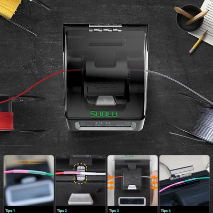 SUNLU Filament Connector FC01 for 1.75mm PLA/ABS/PETG/PA/PC Filament Fast Welding Splicer Simple to Use with 200pcs PTFE Sleeve