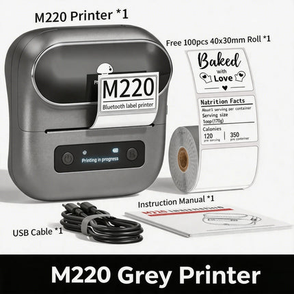 Phomemo M220 Bluetooth Thermal Label Printer 20-75mm Portable 203DPI Label Maker for Barcode Address Mailing File Labels