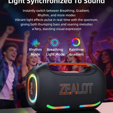 ZEALOT ZE41 250W Bluetooth Subwoofer | 48000mAh Long-Lasting Battery, RGB Lights, OTG Recording, Smart APP Control