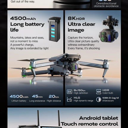 Wing 6 GPS Aerial Photography Fishing Drone 8K Camera Anti-Strong Wind Lifting Avoid Obstacles 360° 800M High One-Key Return