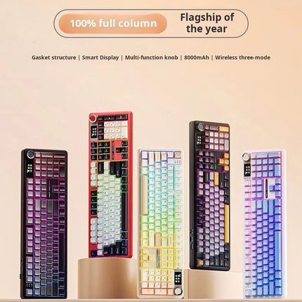 AULA F108 Pro Triple-mode Bluetooth 2.4G Wired Mechanical Keyboard Fully Customizable Hot-swappable Keys Gasket Structure RGB