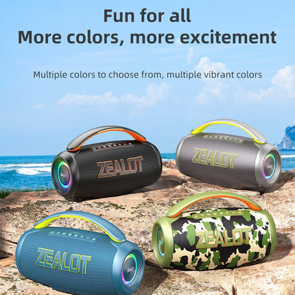Zealot-P12 Speaker 60W Portable Bluetooth Speaker with IPX6 Waterproof, Comfortable handle,Controllable lighting,TF,USB