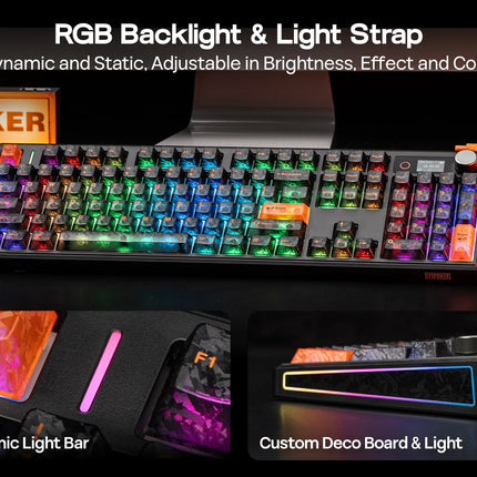 EPOMAKER TH108 V2 PRO 100% ANSI US Layout Wired/Bluetooth/2.4Ghz Wireless Mac Modifier Mechanical Keyboard with Screen & Knob