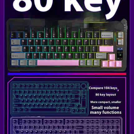 AULA S75 Pro Gaming Mechanical Keyboard 75% Hot Swappable RGB Backlit 4000mAh PBT Keycaps Wireless Keyboard with LED Screen Knob