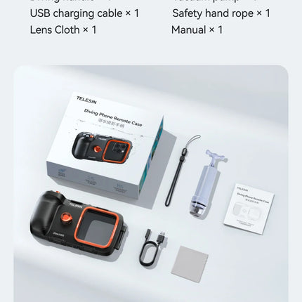TELESIN Diving Waterproof Phone Case Universal Phone Camera Shoot Hand Grip Holder Shooting Aid Remote Control Handle