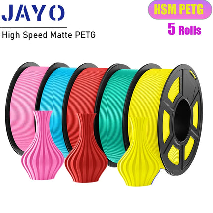 JAYO 3D Printer Filament  PETG PLA HSMPETG PLA PLUS 1.75mm 5Rolls 3D Printing Materials for 100% No Bubble &FDM 3D Pen DIY Gift