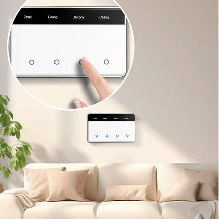 Zemismart Zigbee DIY Name Switch Smart US Touch Light Switch with Horizontal Display Screen Work with Tuya App Alexa Google Home