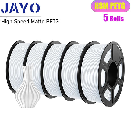 JAYO 3D Printer Filament  PETG PLA HSMPETG PLA PLUS 1.75mm 5Rolls 3D Printing Materials for 100% No Bubble &FDM 3D Pen DIY Gift