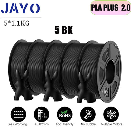 JAYO 3D Printer Filament  PETG PLA HSMPETG PLA PLUS 1.75mm 5Rolls 3D Printing Materials for 100% No Bubble &FDM 3D Pen DIY Gift