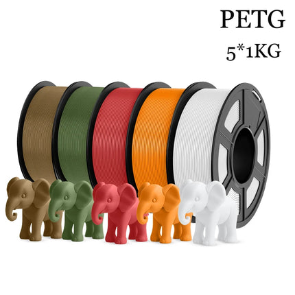 JAYO 3D Printer Filament  PETG PLA HSMPETG PLA PLUS 1.75mm 5Rolls 3D Printing Materials for 100% No Bubble &FDM 3D Pen DIY Gift