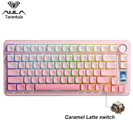 AULA S75 Pro Gaming Mechanical Keyboard 75% Hot Swappable RGB Backlit 4000mAh PBT Keycaps Wireless Keyboard with LED Screen Knob