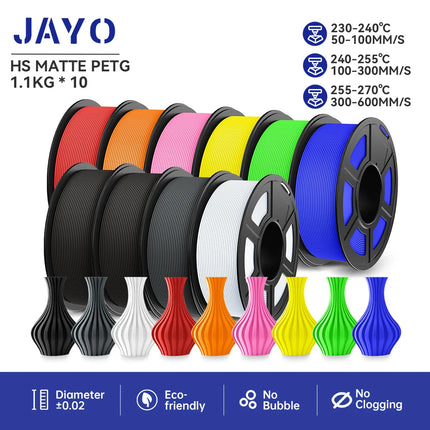 JAYO 10 Rolls PLA Plus / PETG / High Speed Matte PLA / PLAFilament 175mm No Bubbles Smooth Multiple Colors Optional for 3D Print